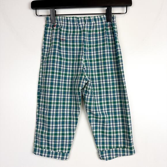 Vintage 90s Unbranded Green Blue Plaid Pants FLAWS Boys - 2 2T - Picture 4 of 9